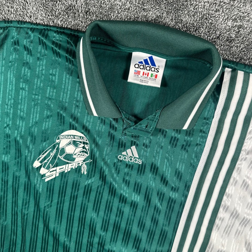 Adidas Jersey Mens XL Green Soccer Sport Vtg 90s Indian Mills Spirit 2